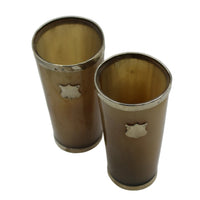A Pair of Silver Plated Horn Beakers