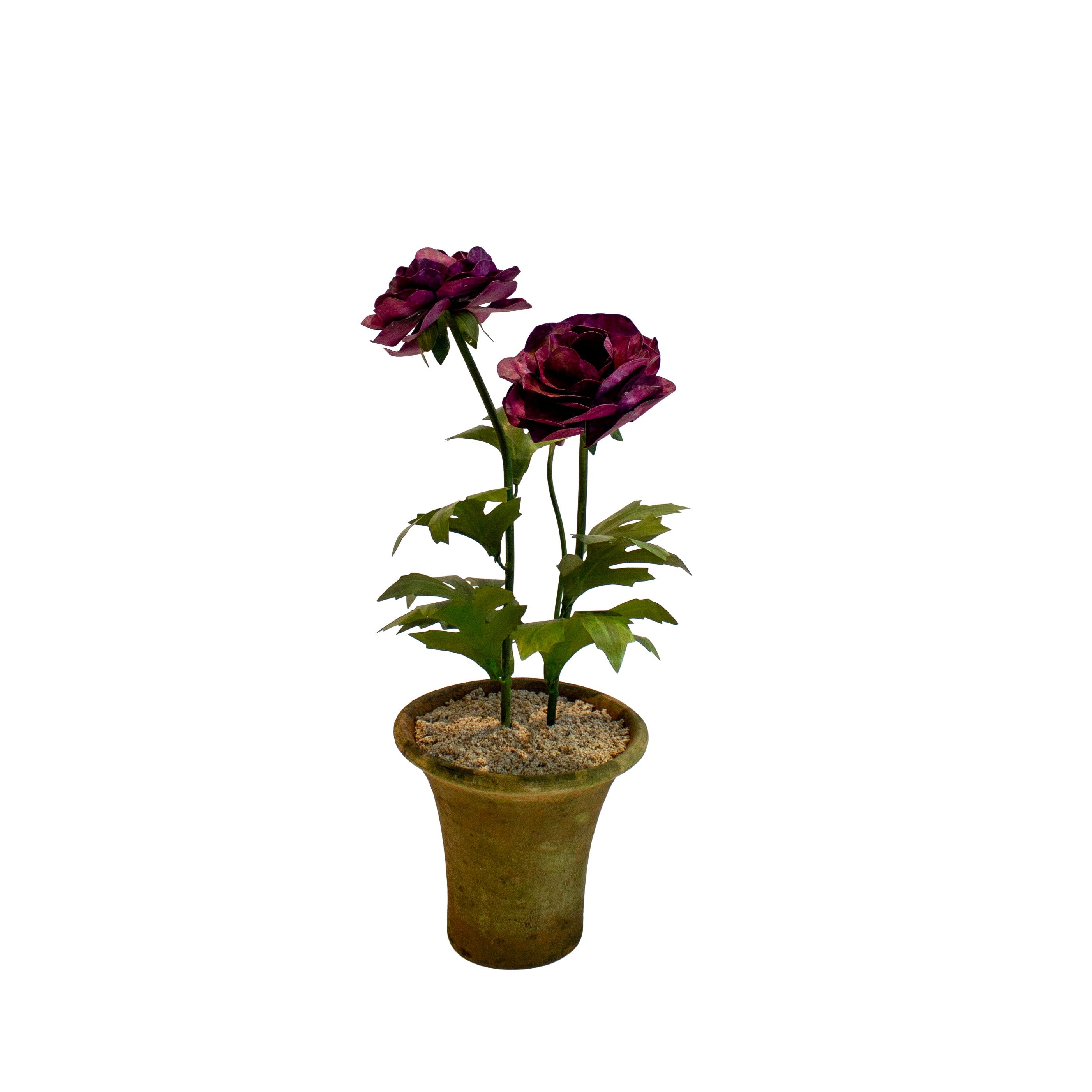 Handmade Metal Ranunculus Potted Flower 2