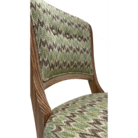 Nina Campbell Jennifer Dining Chair Solid Oak Dumas Green close up view of material and design