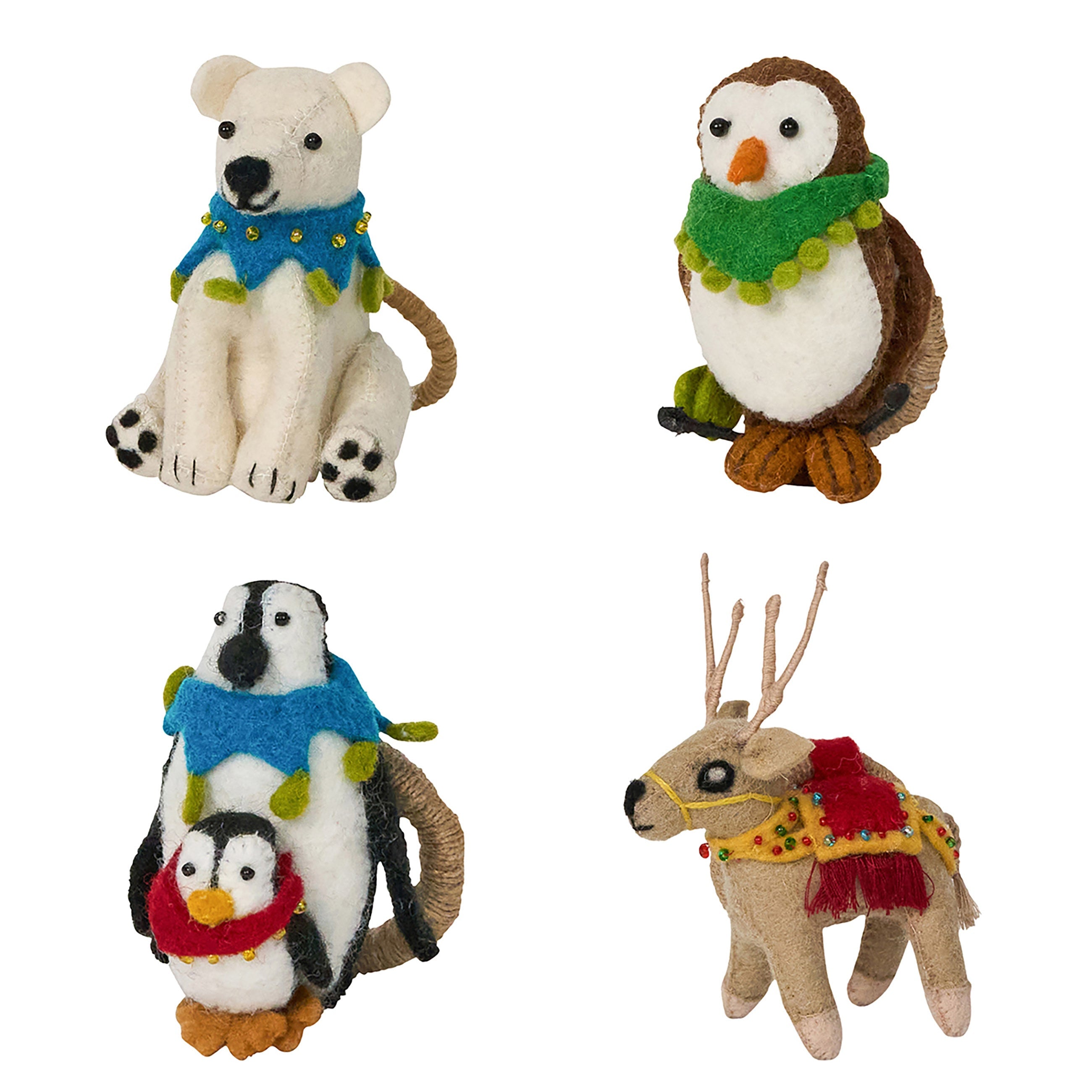 North Pole Animal Napkin Ring Set of 4