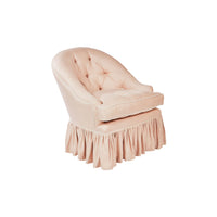 Nina Campbell Mabel Chair with Valance in Colette Blush against a white background