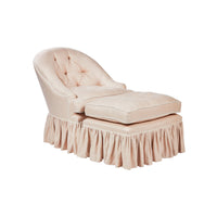 Nina Campbell Mabel Chair with Valance in Colette Blush against a white background