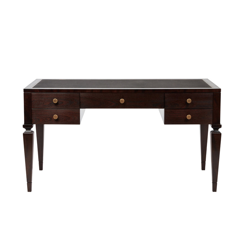 Nina Campbell Max Desk in Dark Mahogany against a white background