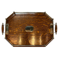 Antique Silver-Plated Oak Drinks Tray c1890