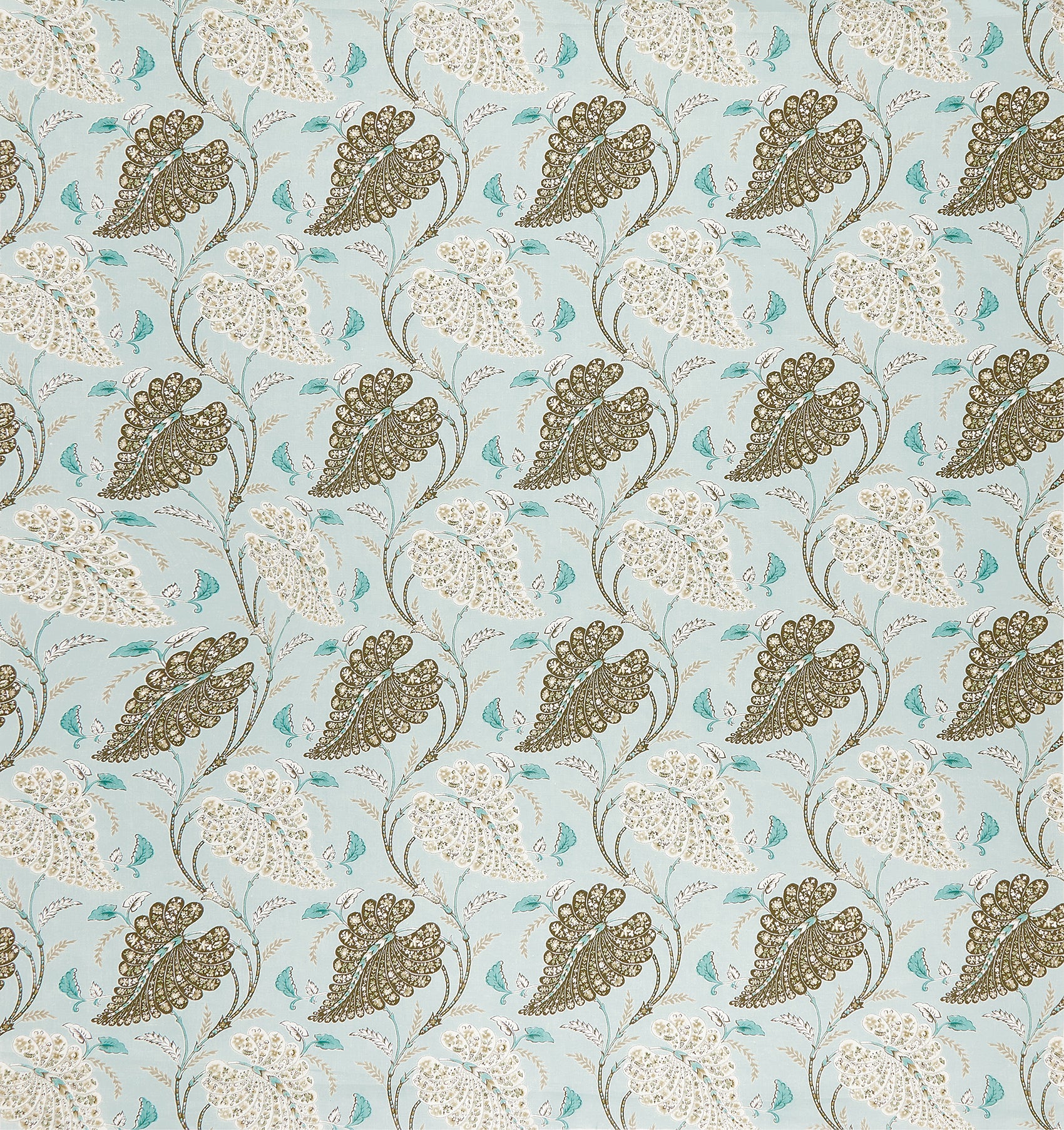 Nina Campbell Fabric - Woodbridge Felbrigg Aqua/Ochre/Chocolate NCF4503-02