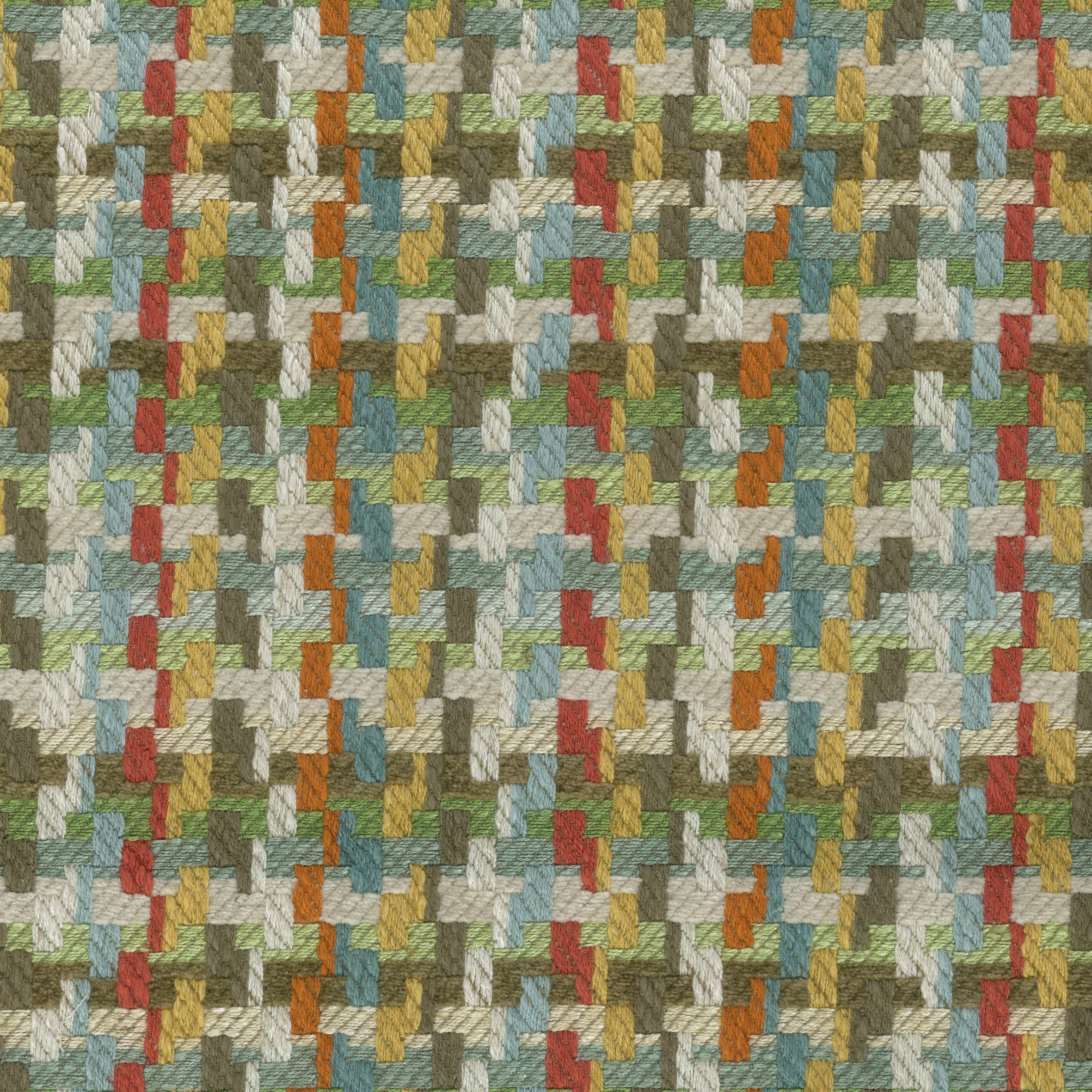 Nina Campbell Fabric - Dallimore Weaves Hadlow Turquoise/Tangerine/Taupe NCF4521-03