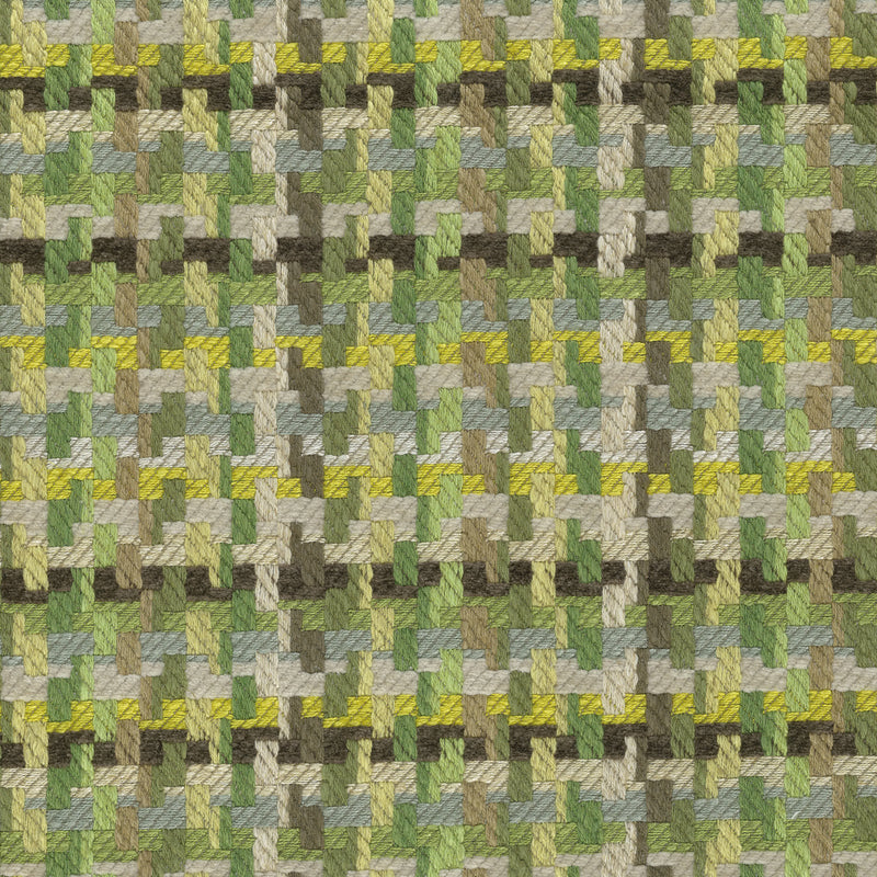 Nina Campbell Fabric - Dallimore Weaves Hadlow Green/Chocolate/Chartreuse NCF4521-05