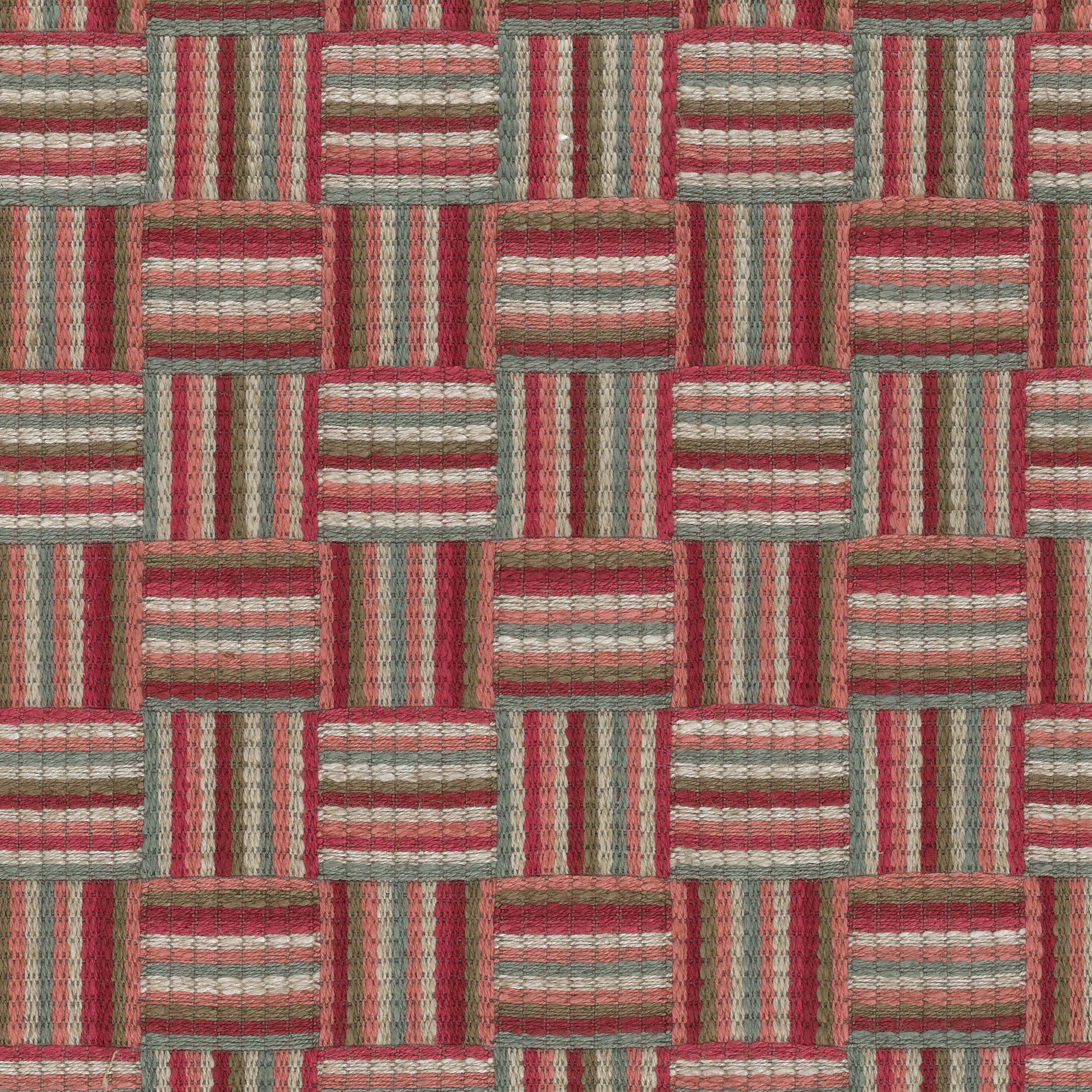 Nina Campbell Fabric - Dallimore Weaves Attwood Red/Coral/Slate NCF4522-02
