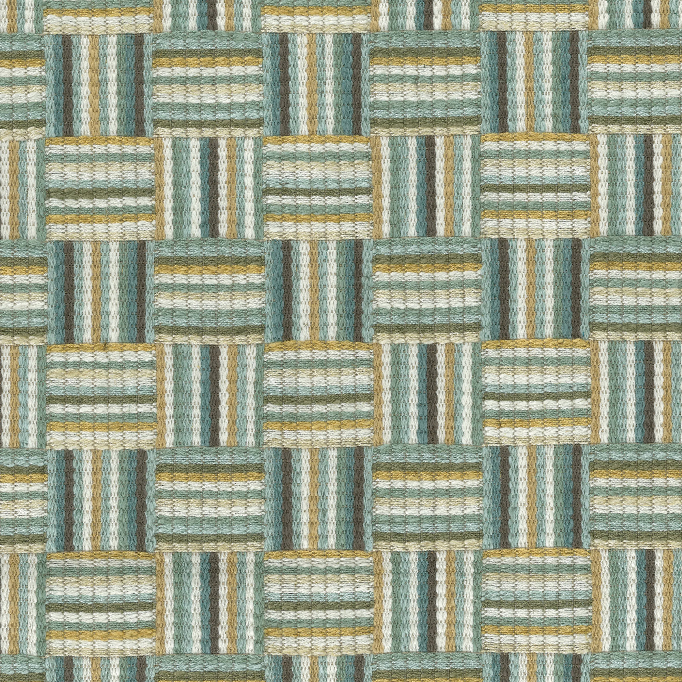 Nina Campbell Fabric - Dallimore Weaves Attwood Aqua/Ochre/Ivory NCF4522-04