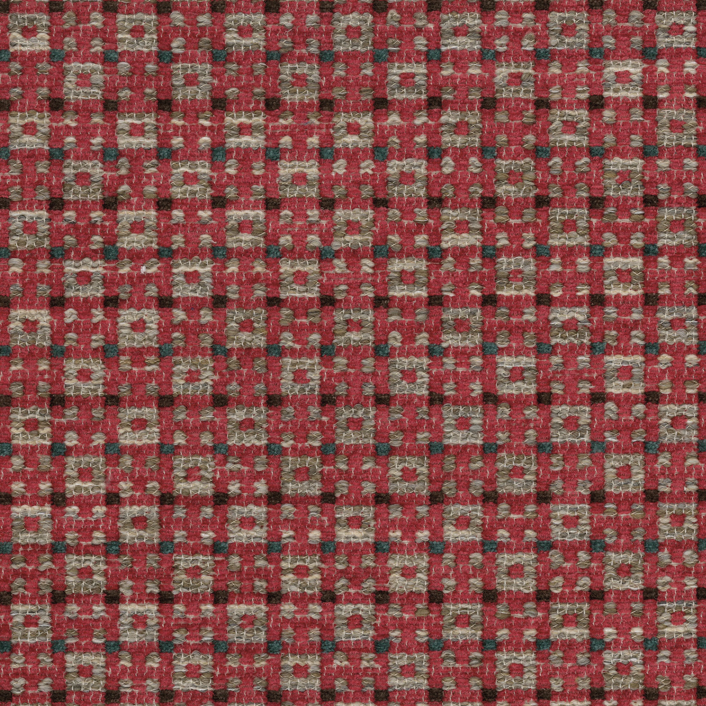 Nina Campbell Fabric - Dallimore Weaves Chiddingstone Red/Teal/Chocolate NCF4523-03