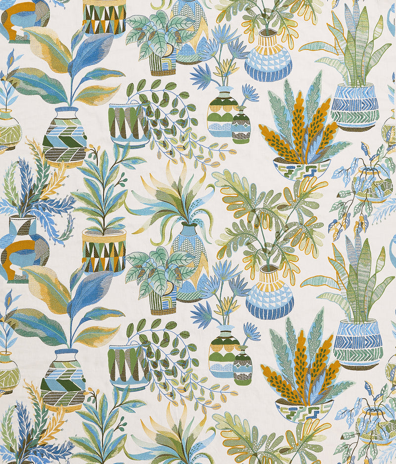 Nina Campbell Fabric - Dallimore Tudeley Blue/Green/Ochre  NCF4530-01