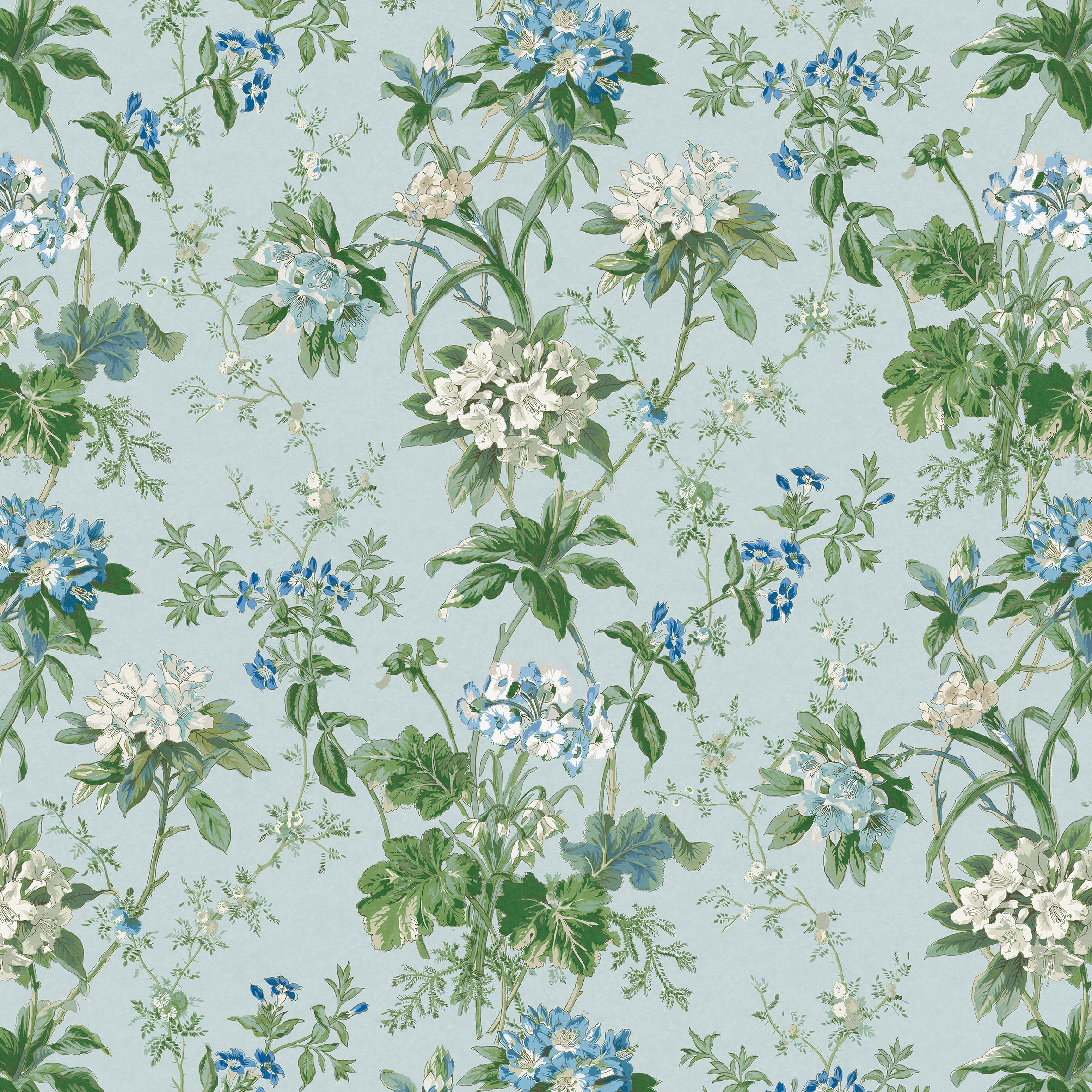 Nina Campbell Fabric - Dallimore Somerhill Blue/Green/White NCF4531-01