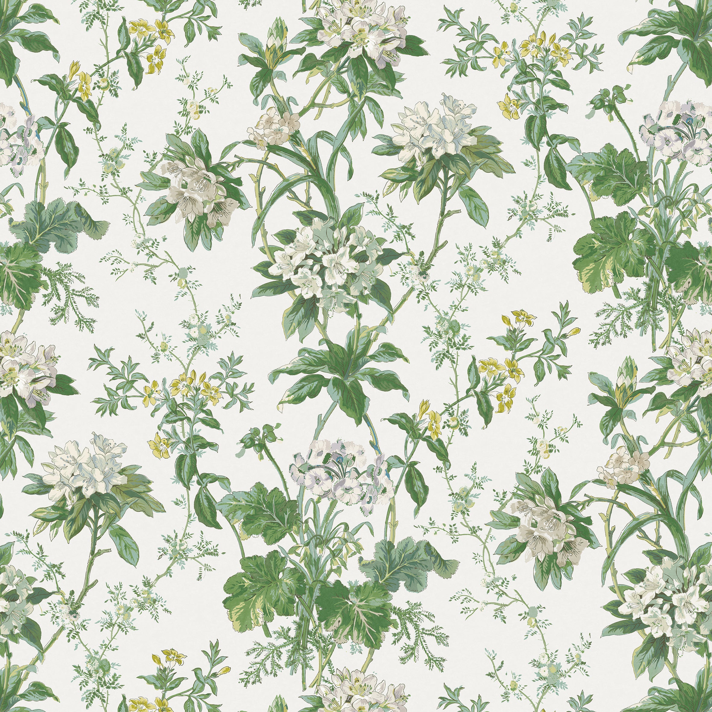 Nina Campbell Fabric - Dallimore Somerhill Green/White/Chartreuse NCF4531-02