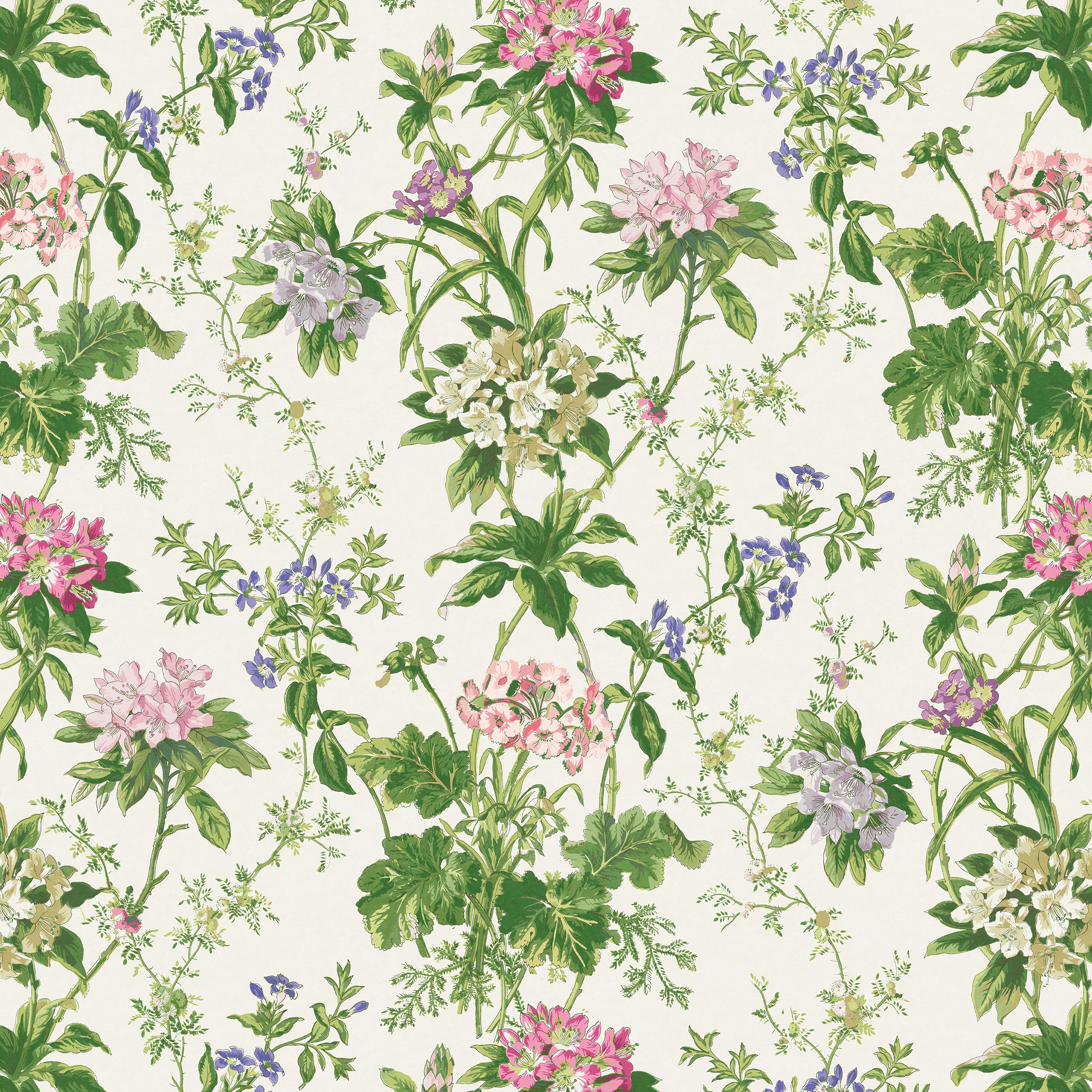Nina Campbell Fabric - Dallimore Somerhill Pink/Green/Mauve NCF4531-05