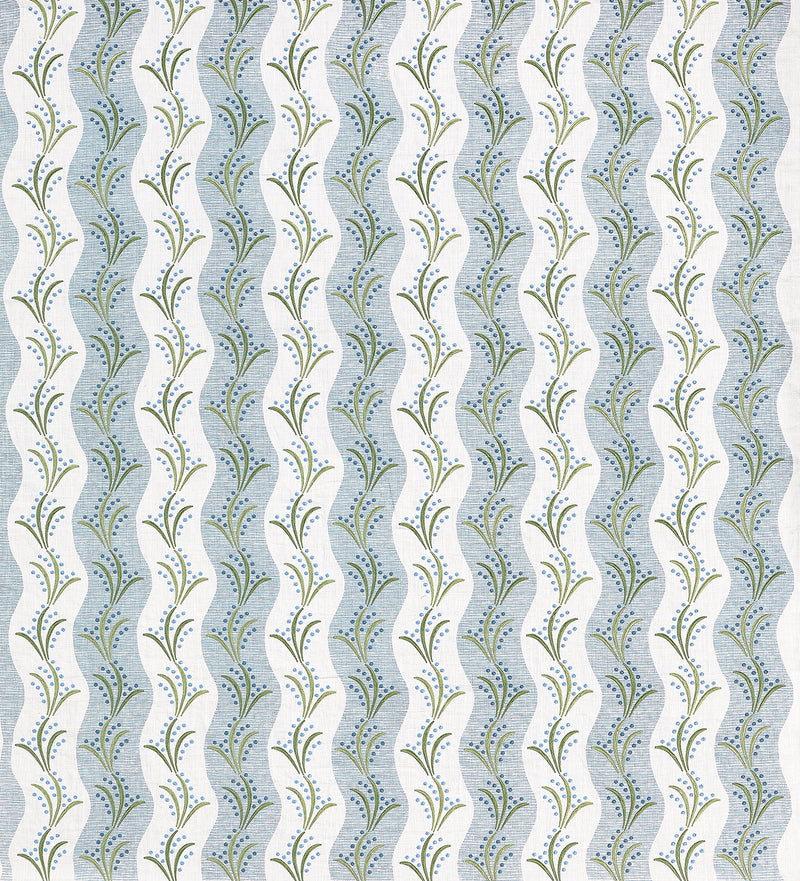 Nina Campbell Fabric - Dallimore Sidney Stripe Indigo/Ivory NCF4532-01