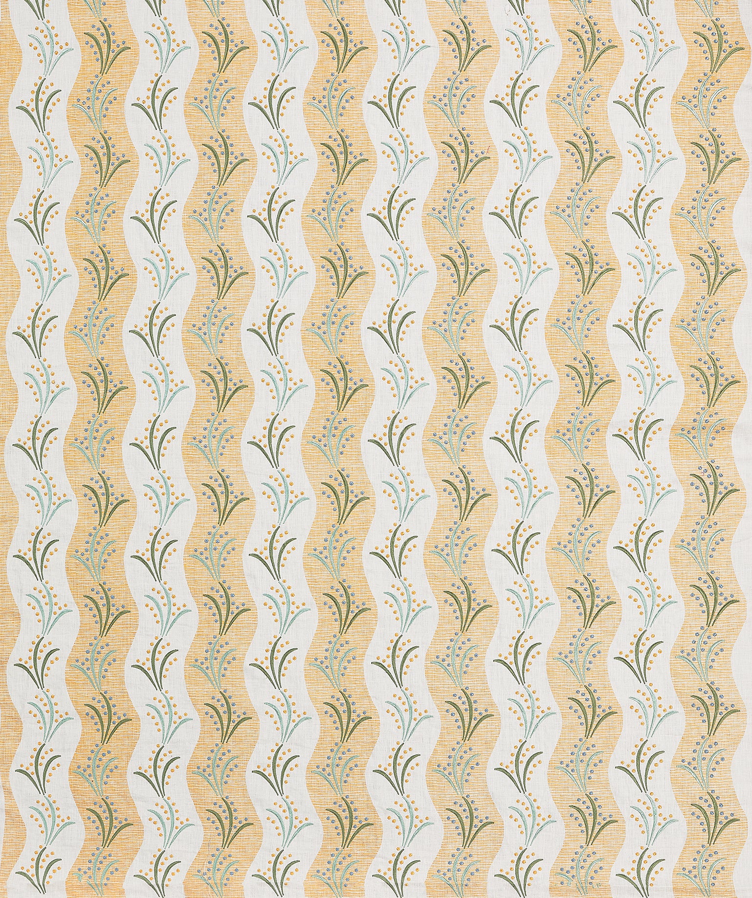 Nina Campbell Fabric - Dallimore Sidney Stripe Yellow/Eucalyptus/Hyacinth NCF4532-03