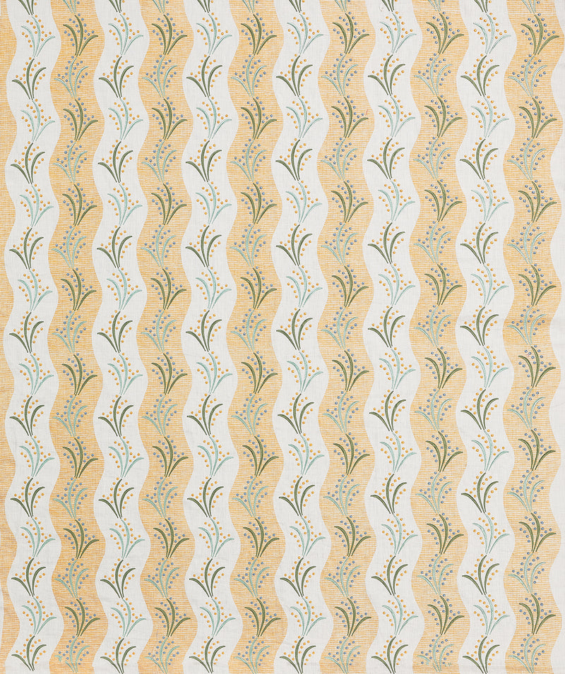 Nina Campbell Fabric - Dallimore Sidney Stripe Yellow/Eucalyptus/Hyacinth NCF4532-03