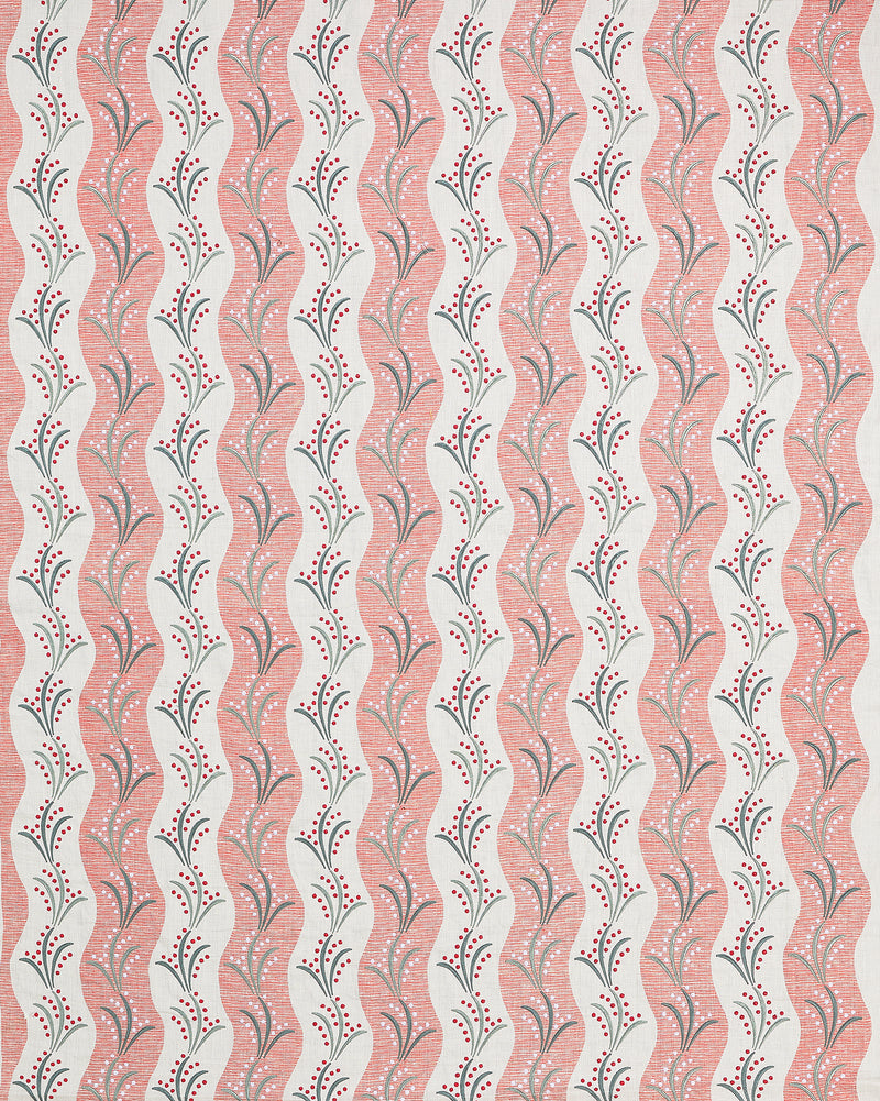 Nina Campbell Fabric - Dallimore Sidney Stripe Coral/Teal/Pink NCF4532-04
