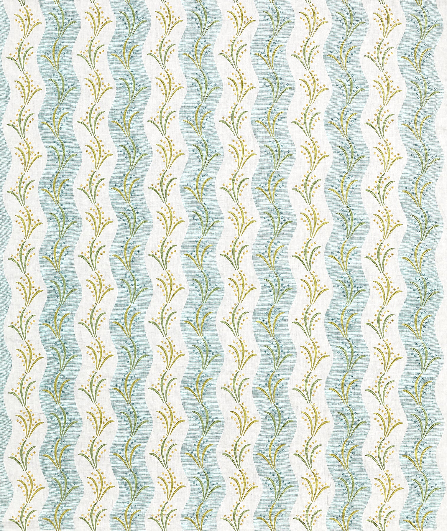 Nina Campbell Fabric - Dallimore Sidney Stripe Aqua/Green/Yellow NCF4532-05