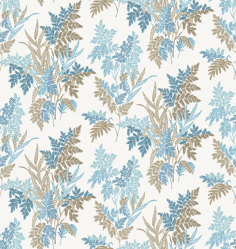 Nina Campbell Fabric - Dallimore Fern Craze Indigo/Blue/Chocolate NCF4533-02