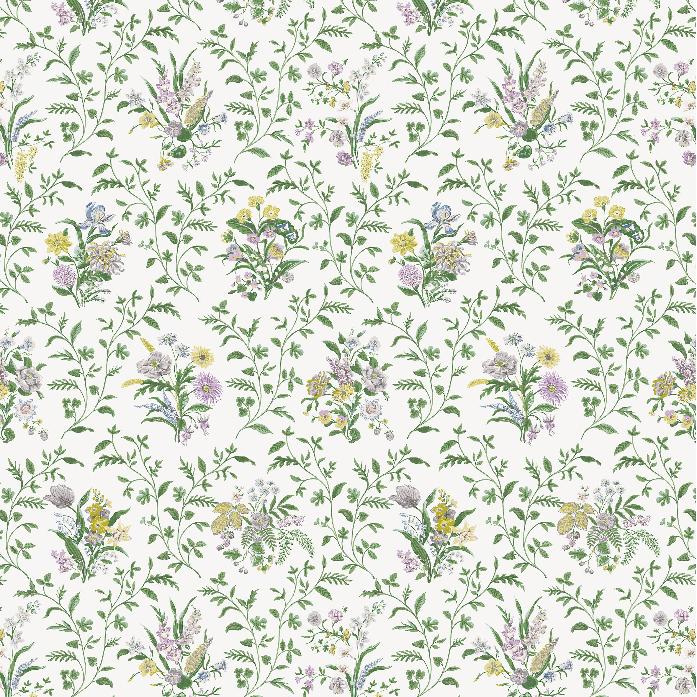 Nina Campbell Fabric - Dallimore Hollingbourne Green/Lilac/Yellow NCF4535-03