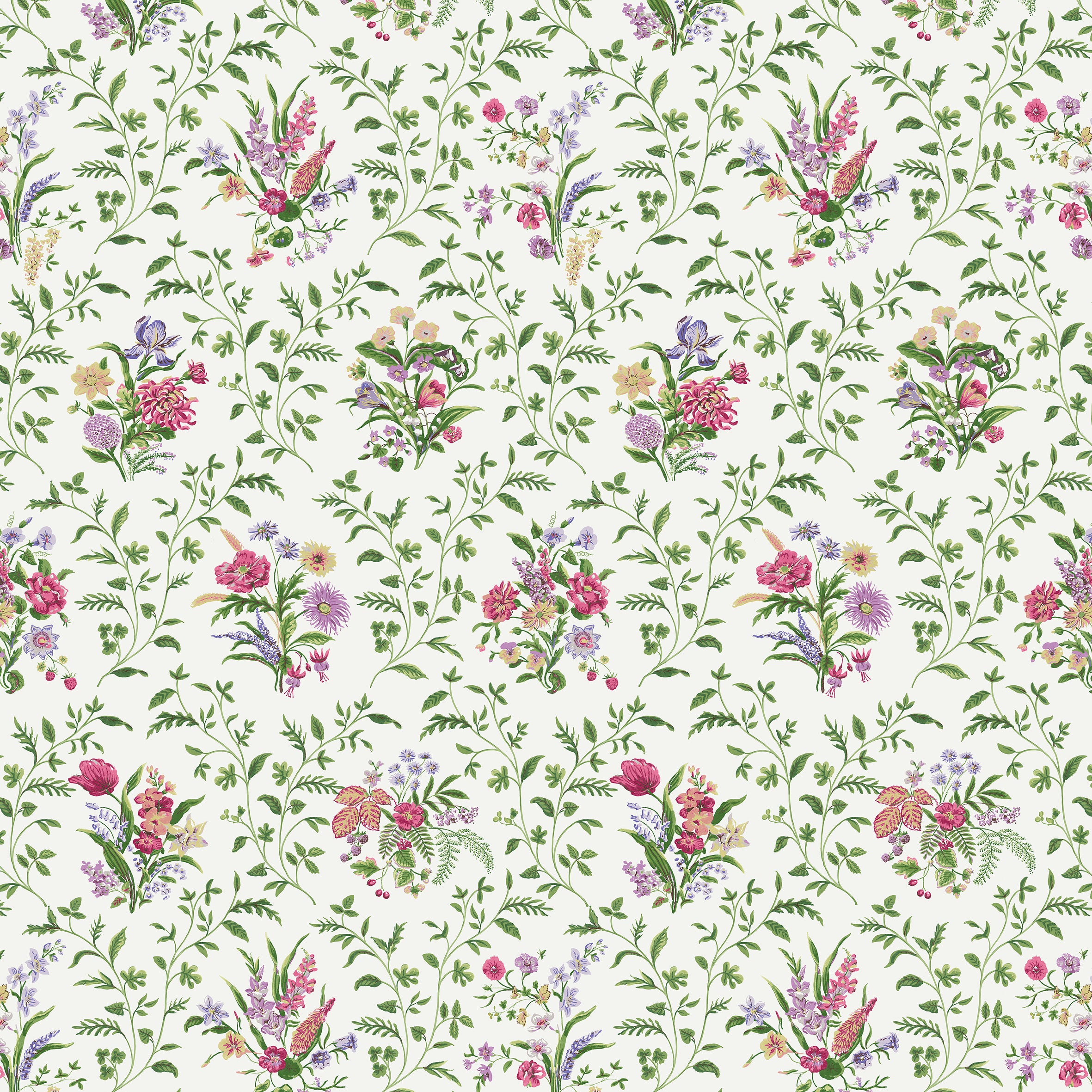 Nina Campbell Fabric - Dallimore Hollingbourne Green/Pink/Lavender NCF4535-04