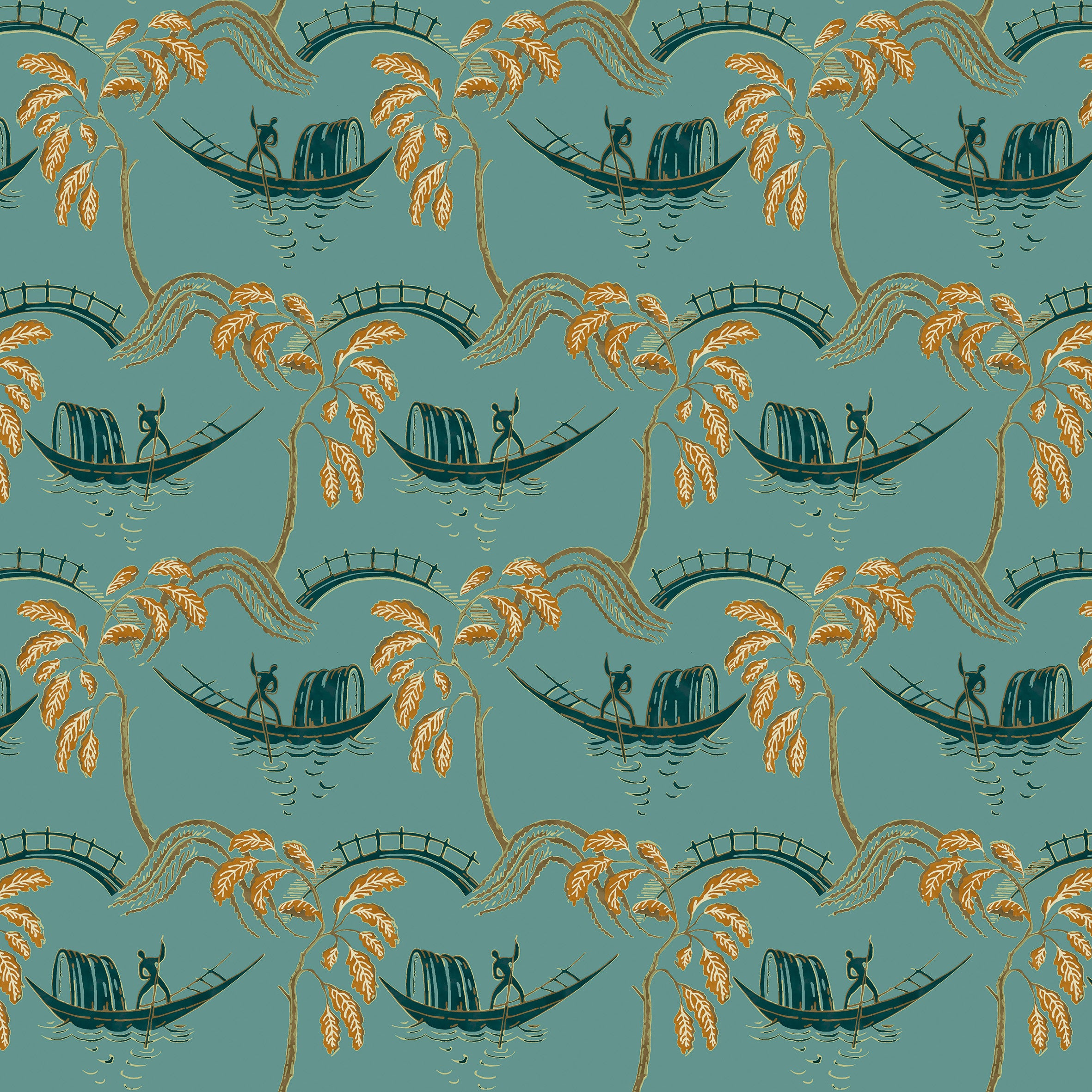 Nina Campbell Athena Peggy Teal Fabric