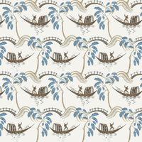 Nina Campbell Athena Peggy Blue/Chocolate/Ivory Fabric