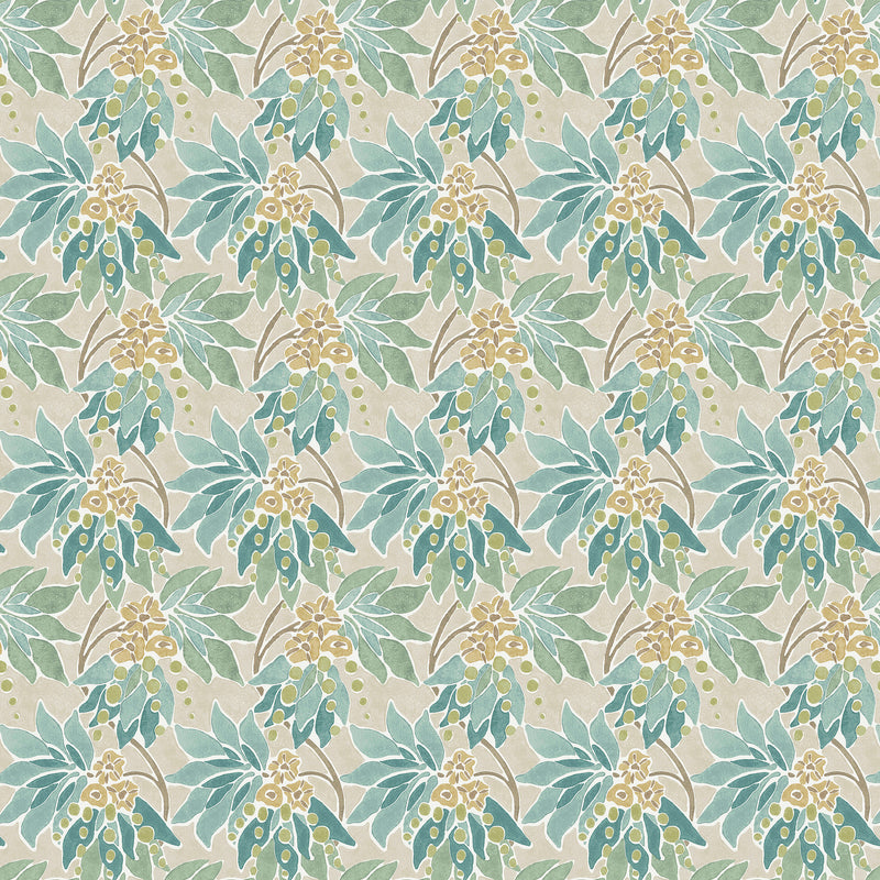 Nina Campbell Athena Sonia Aqua/Eucalyptus fabric