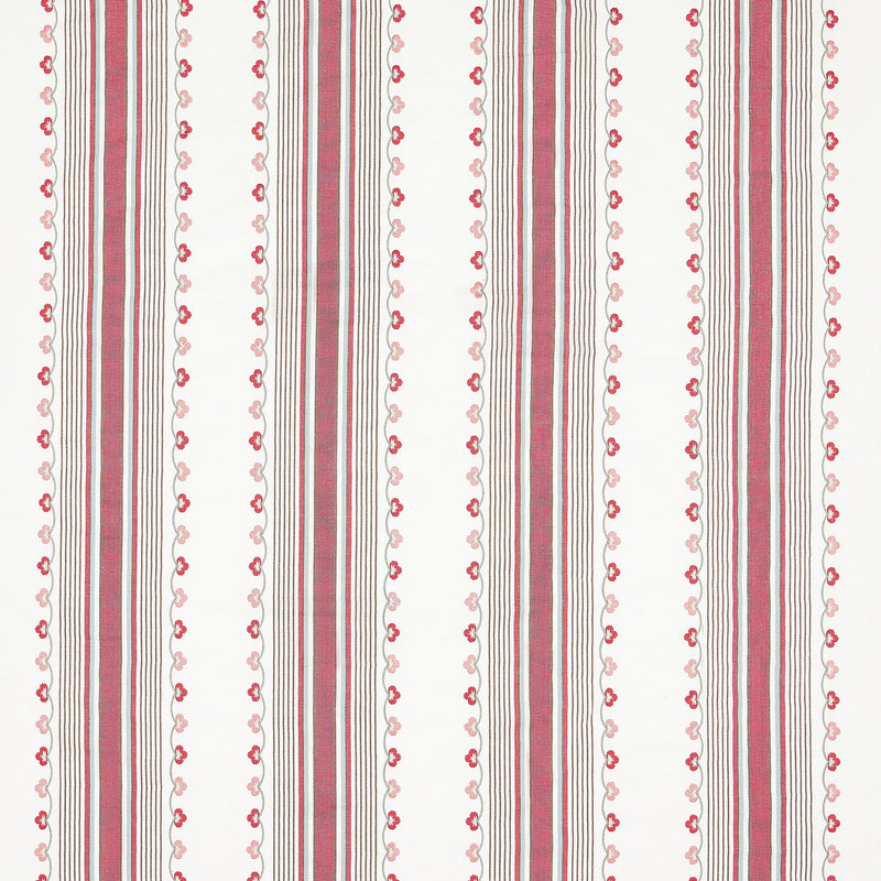 Nina Campbell Athena Mabel Stripe Ruby/Duck Egg Fabric