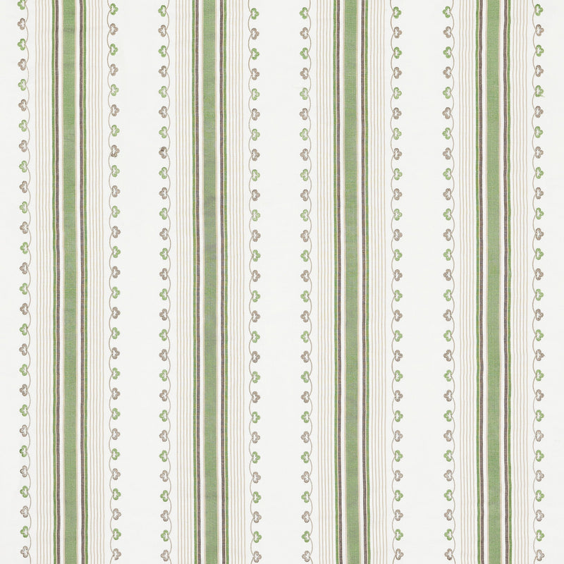 Nina Campbell Athena Mabel Stripe Green/Chocolate fabric