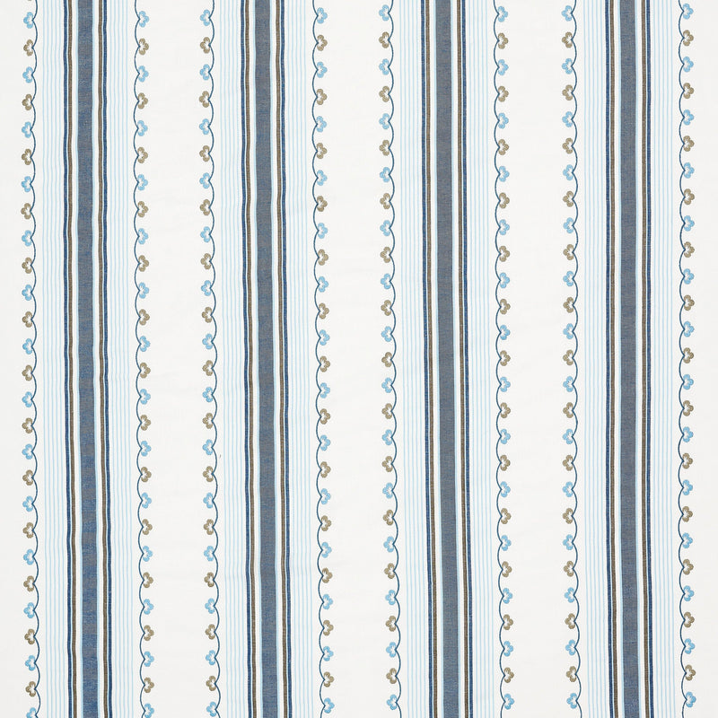 Nina Campbell Athena Mabel Stripe Blue/Chocolate fabric