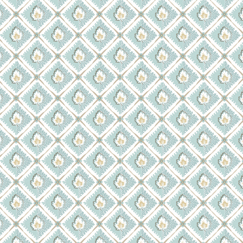 Nina Campbell Athena Elsie Fabric in Aqua 