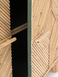 Nina Campbell Alfred Bamboo bookcase open doors close up shot