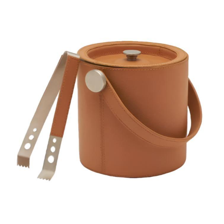 Nina Campbell Brisbane Ice Bucket in brown leather 