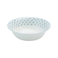 Nina Campbell Oatmeal bowl blue sprig on white background