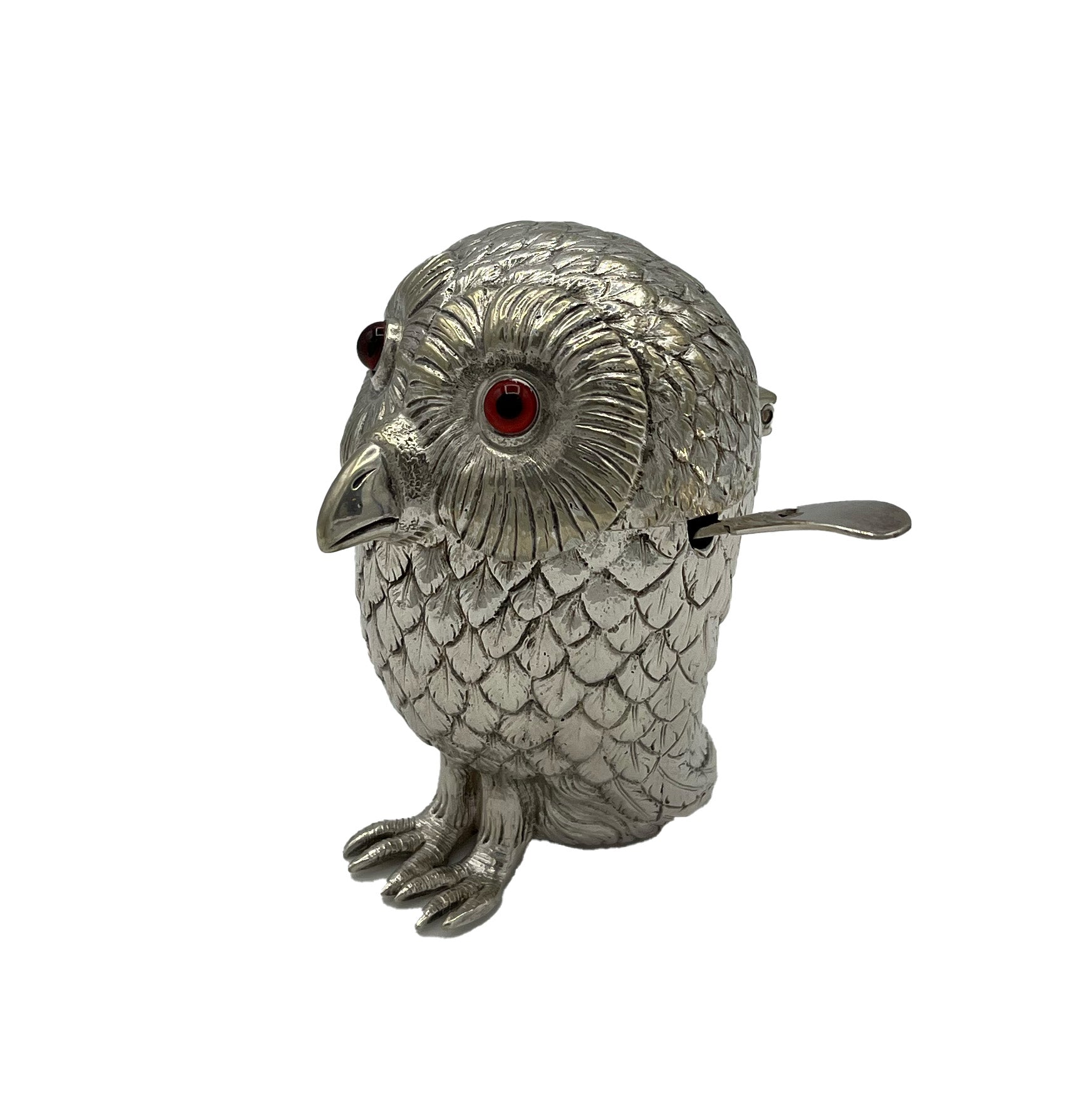 Antique Silver Owl Mustard Pot Circa 1920