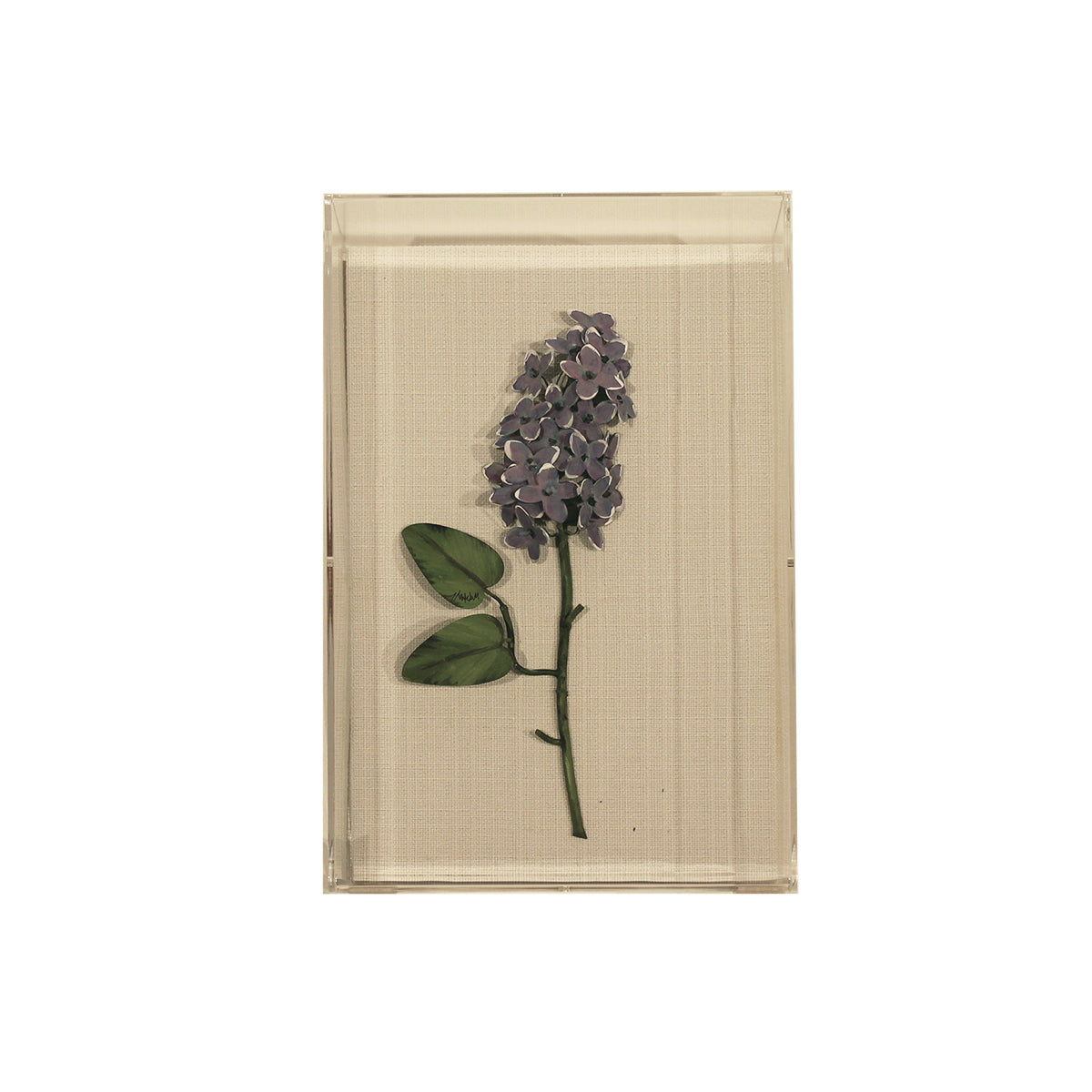 Handmade Metal Lilac Floral Study in Perspex