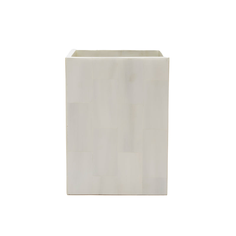 Arles Faux Horn White Wastebasket