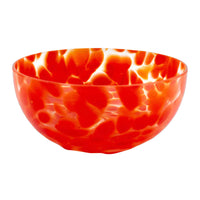 Nina Campbell Poppy Red Glass Bowl against a white background