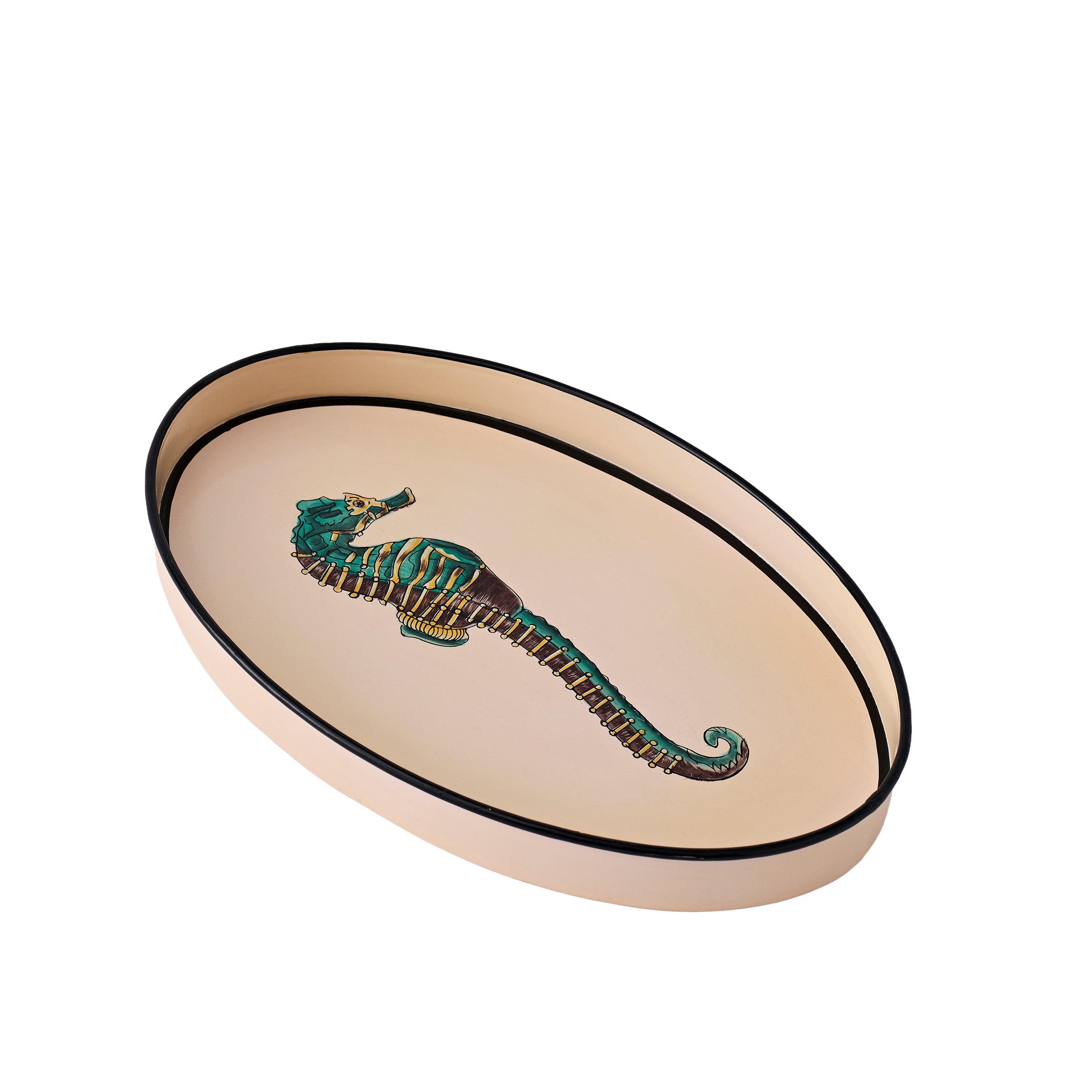 Iron Tray Oval Seahorse
