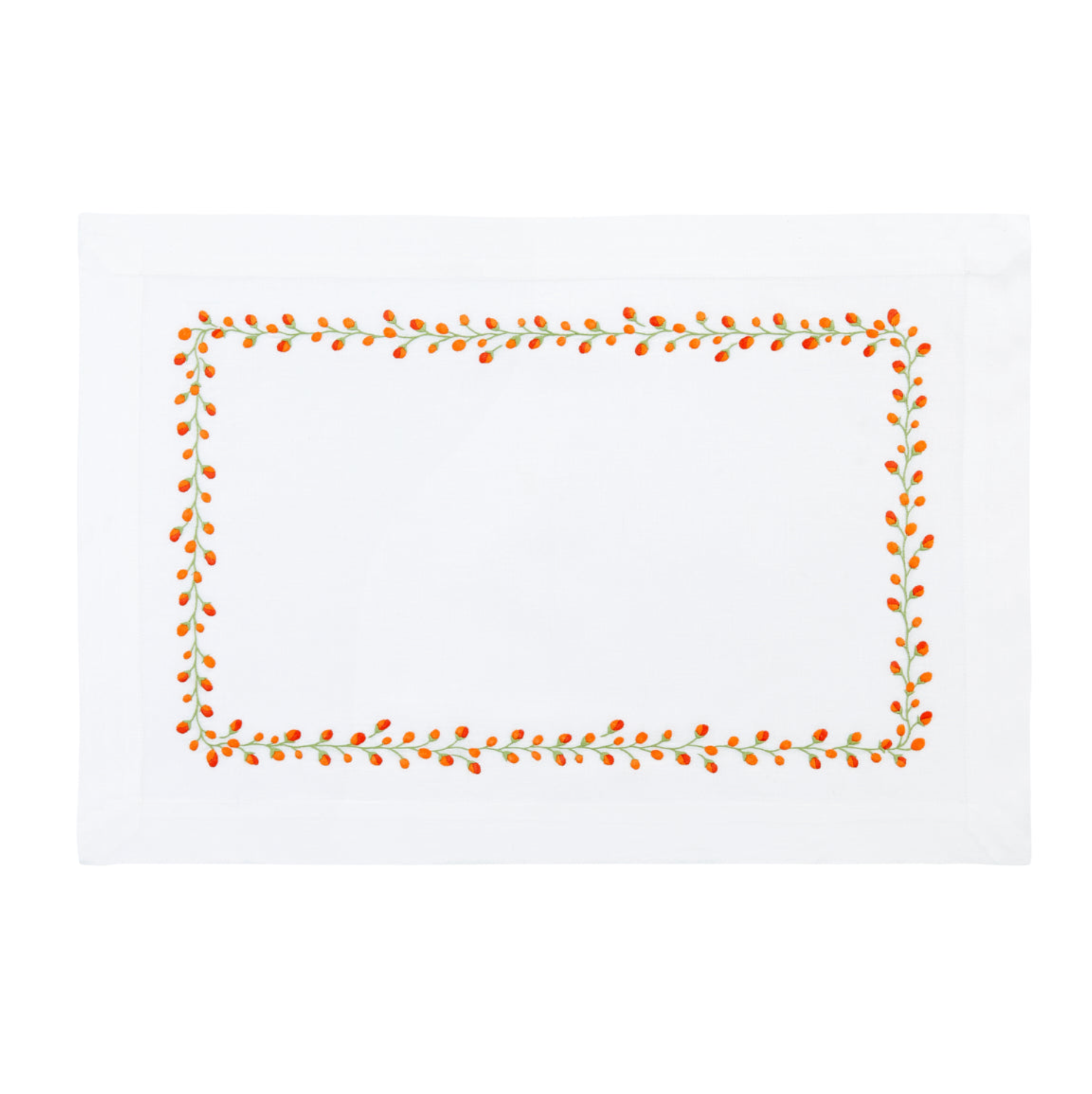 Nina Campbell Bud Placemat Pink/Orange/Red against a white background