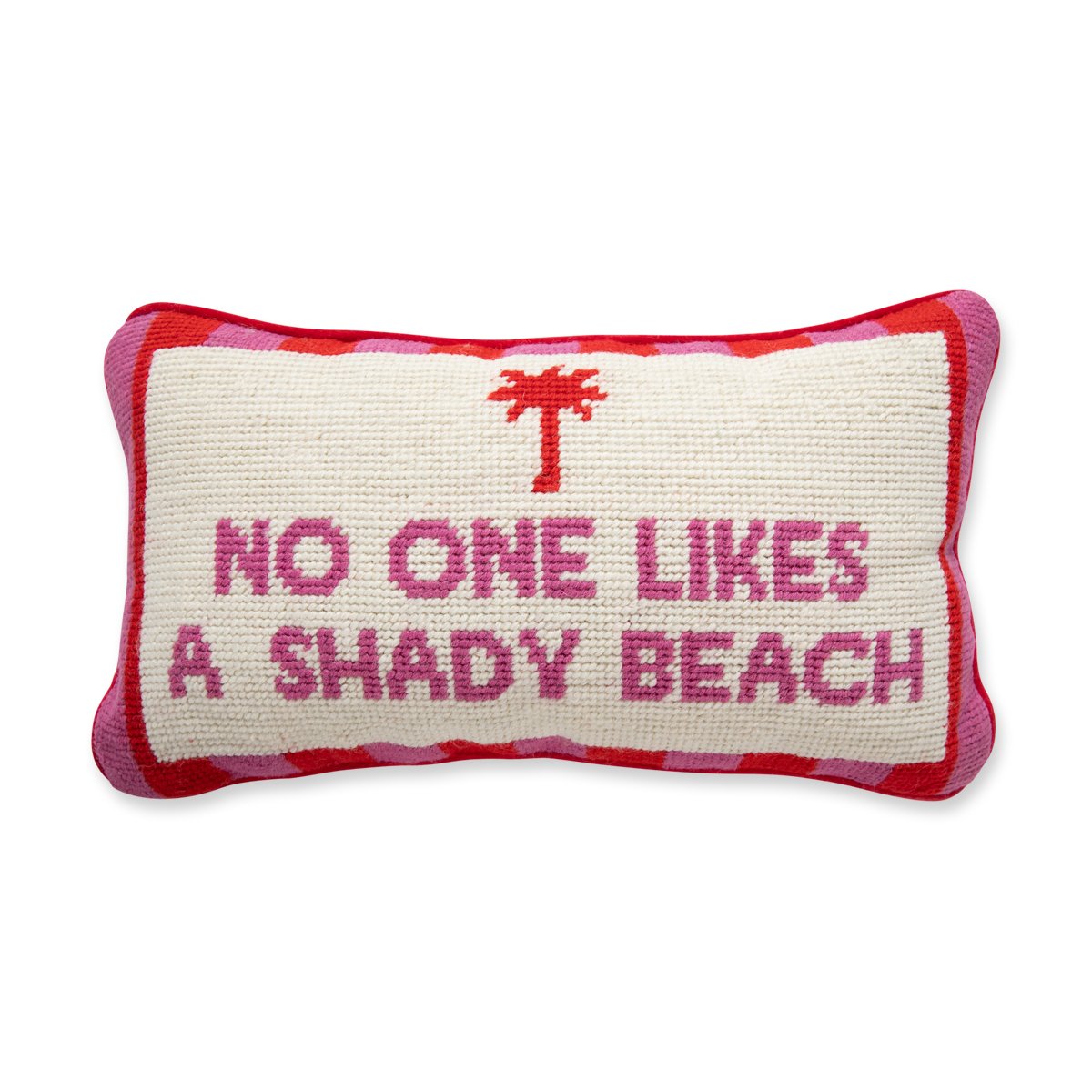 Nina Campbell Needlepoint Cushion Shady Beach against a white background