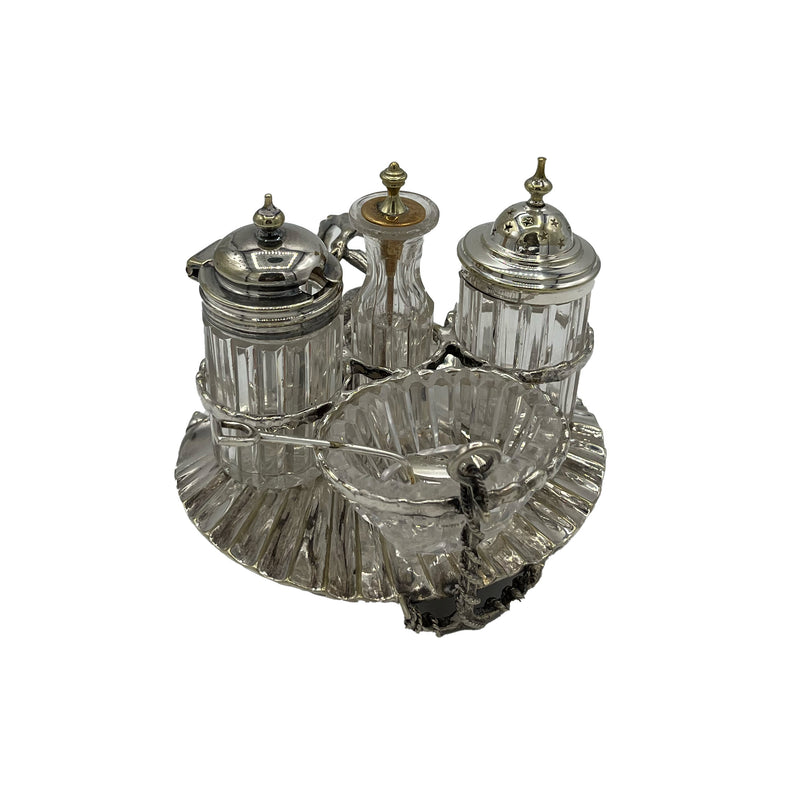 Antique Silver Cruet Set Shell Circa 1920