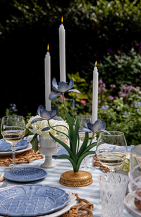 Meadow Walk Iris 14" Centrepiece Candelabra Iris Blue