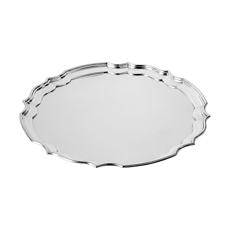 Nina Campbell Antique Silver Plated Circular Tray on white background