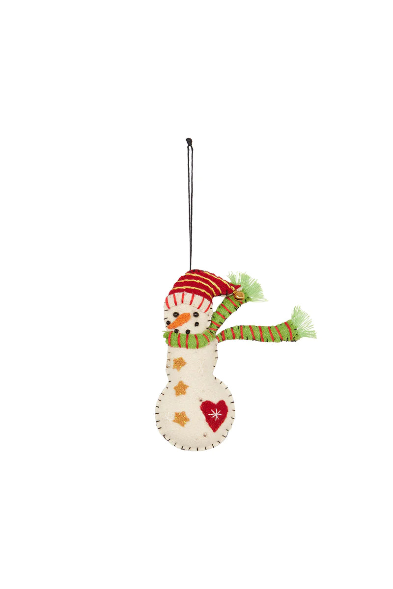 Decoration - Small Snowman Red Hat Green Scarf