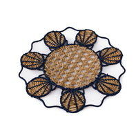 Shell Placemat Rattan Navy And Natural