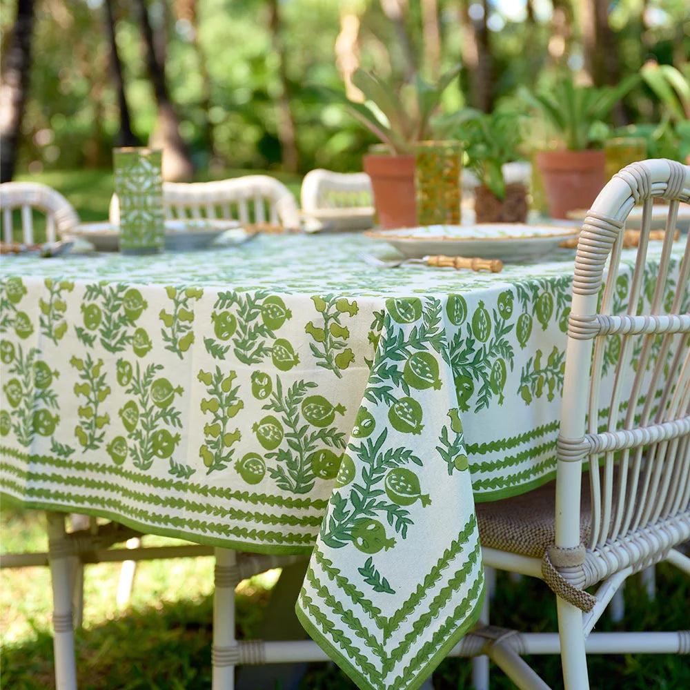 Tablecloth Pom Bells Green 60X90 INCHES