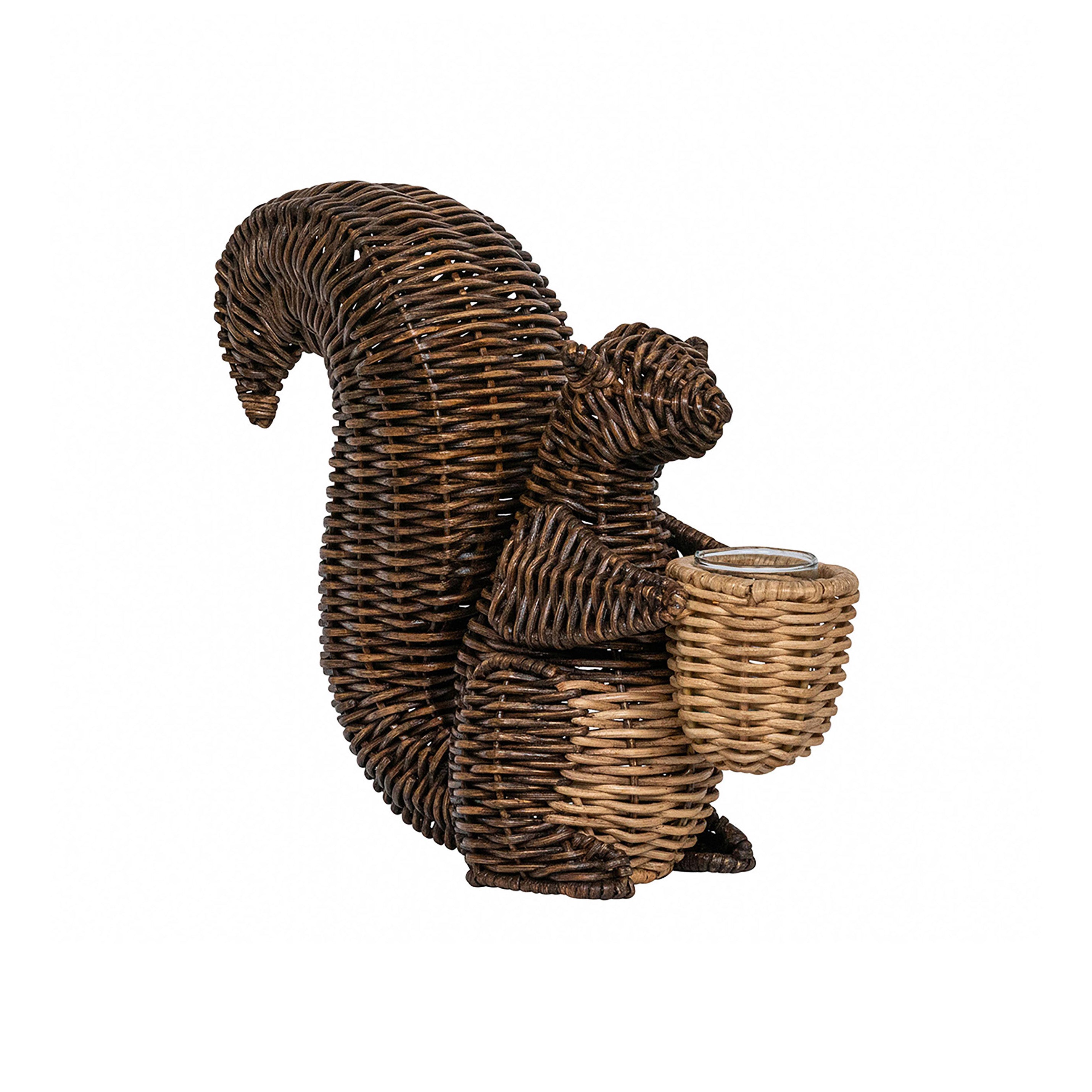 Devon Willow Wicker Squirrel Candle Holder